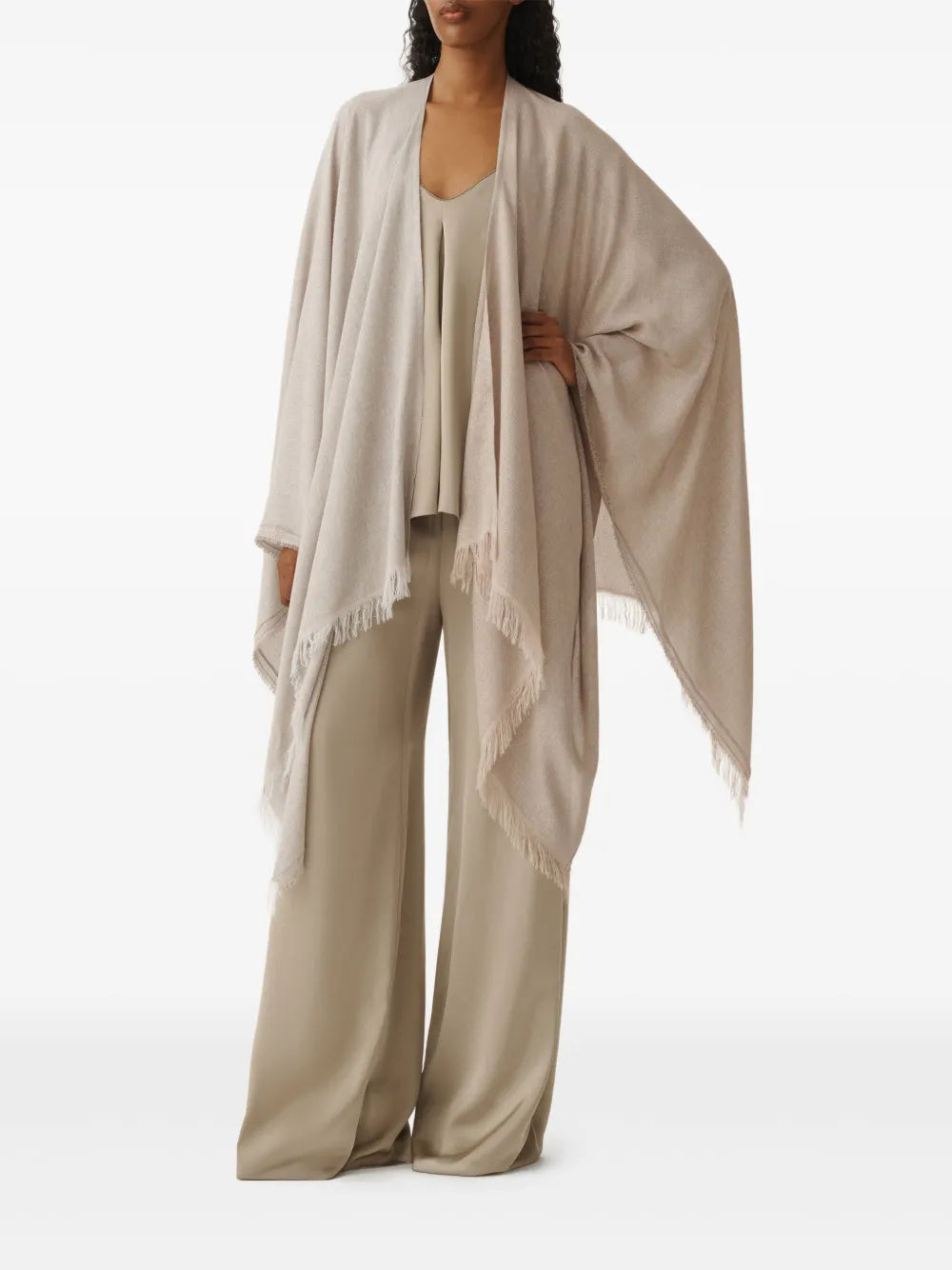 Frayed-Hem Cape
