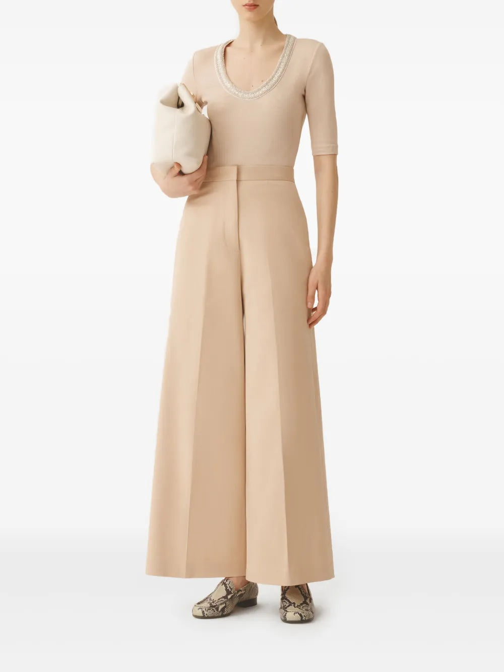 Pressed-Crease Palazzo Pants