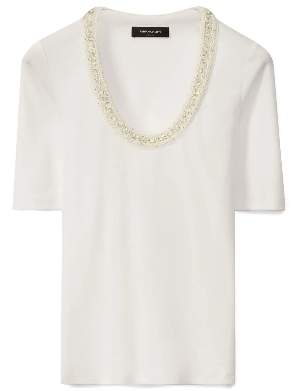 Embroidered-Neck Top