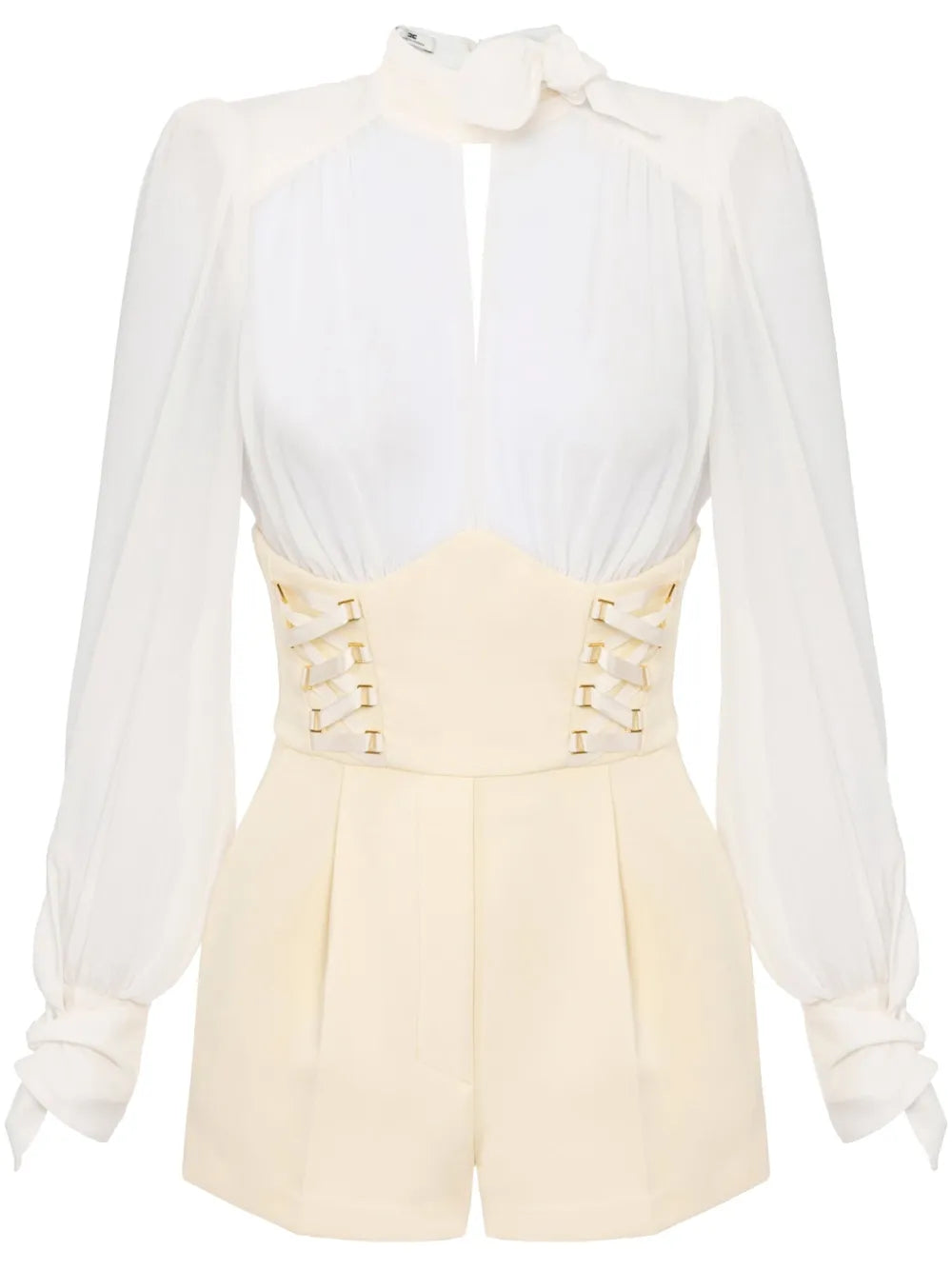 Panelled Criss-Cross Laces Playsuit