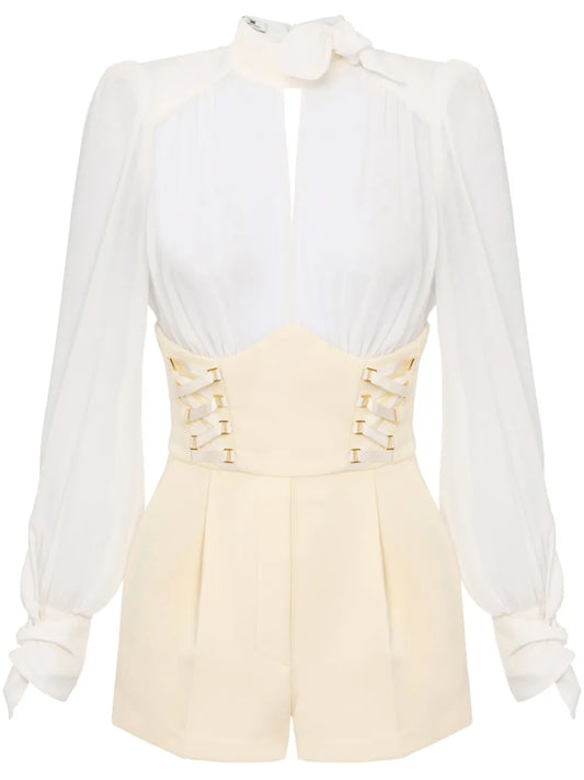 Panelled Criss-Cross Laces Playsuit