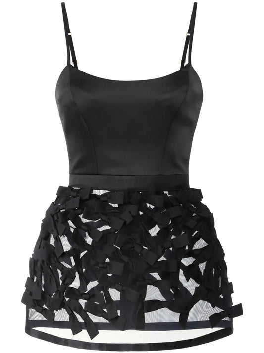 Bow-Embellished Satin Dress