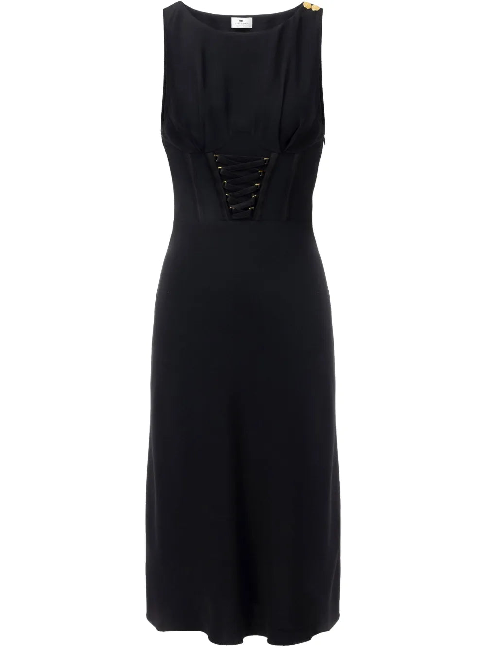 Lace-Up Detail Midi Dress