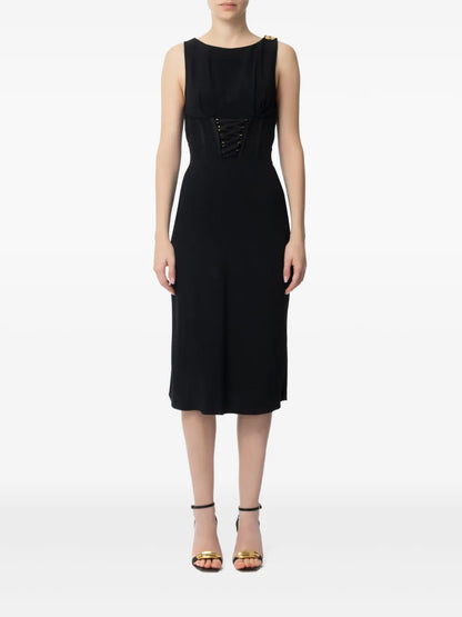 Lace-Up Detail Midi Dress