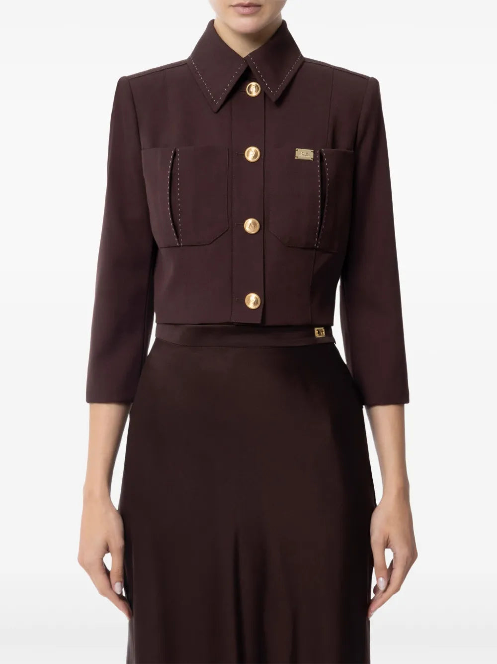Contrast-Stitching Wool Jacket