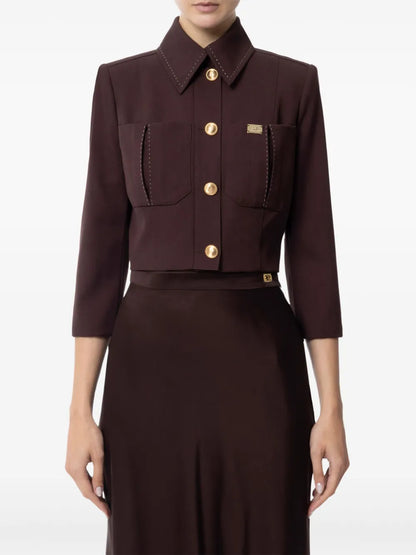 Contrast-Stitching Wool Jacket