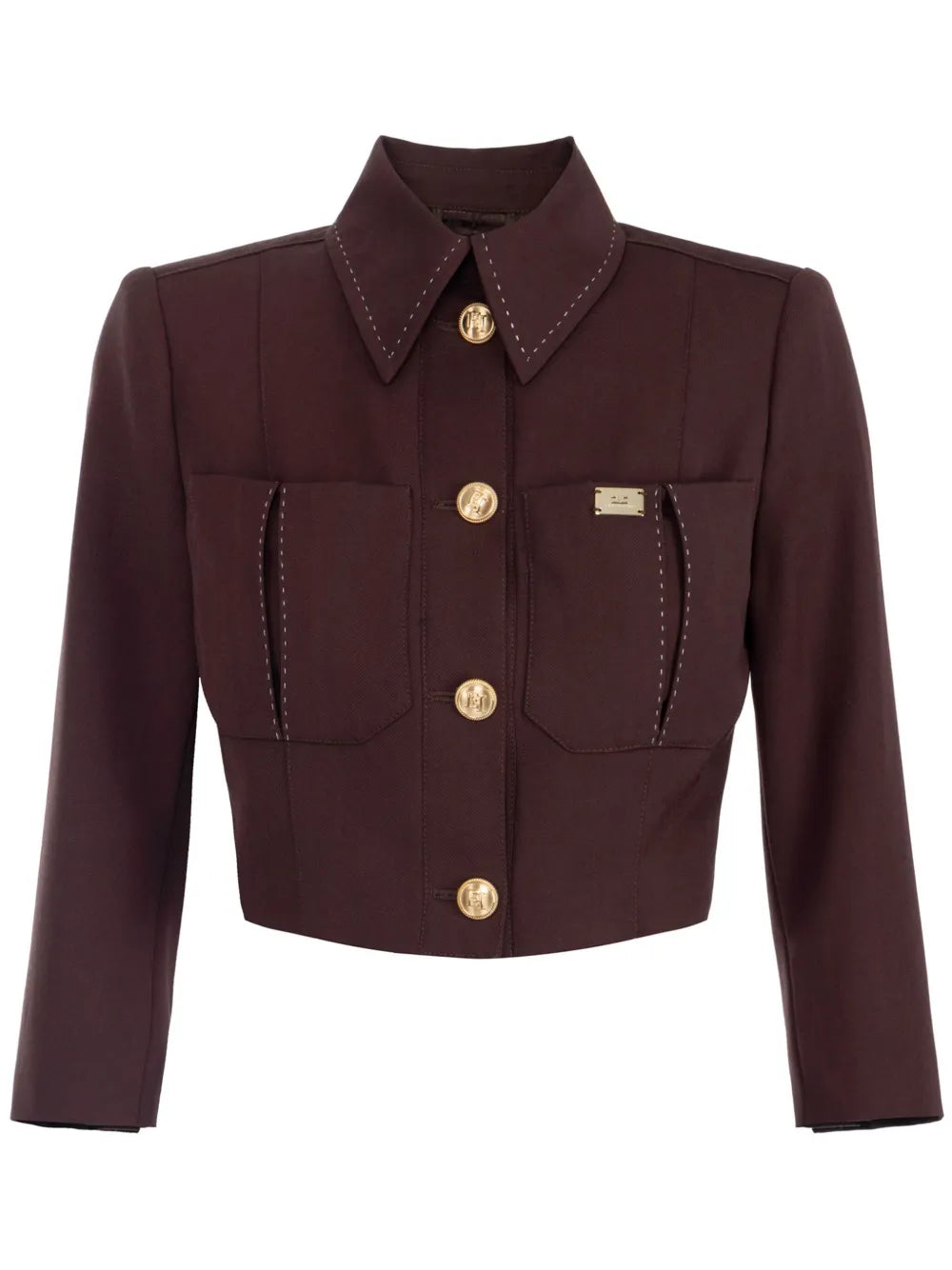 Contrast-Stitching Wool Jacket