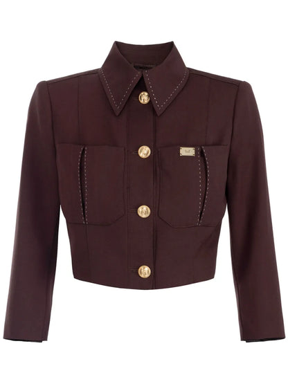 Contrast-Stitching Wool Jacket