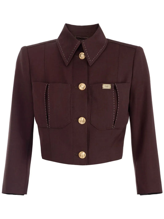 Contrast-Stitching Wool Jacket