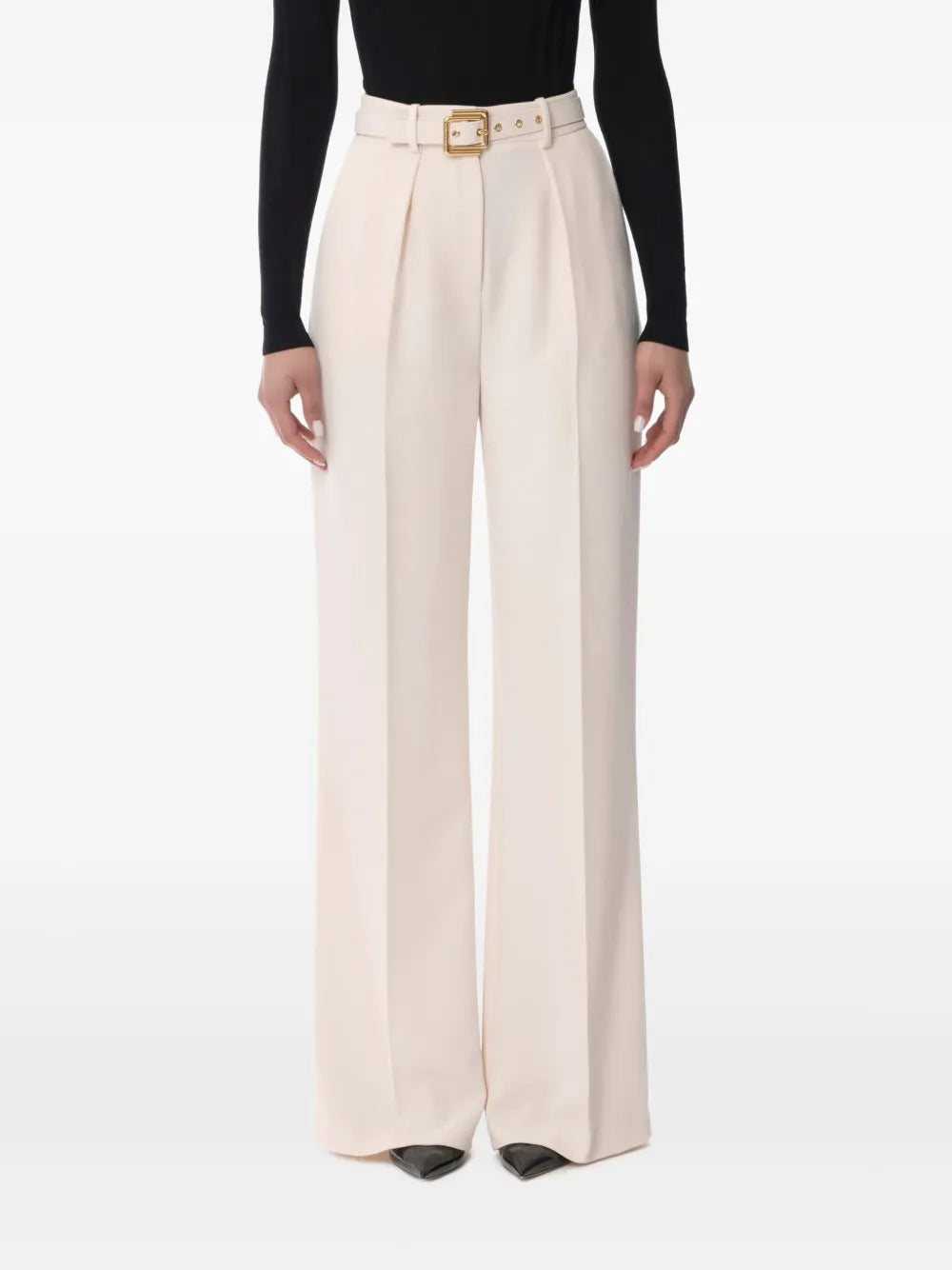 Belted Crepe Trousers