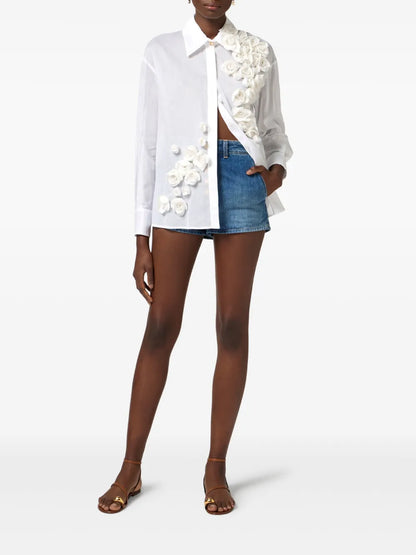 Floral-Appliqué Shirt