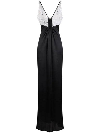 Floral-Appliqué Gown