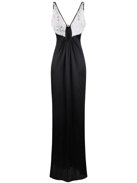 Floral-Appliqué Gown