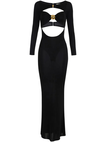 Jewel-Detail Jersey Gown
