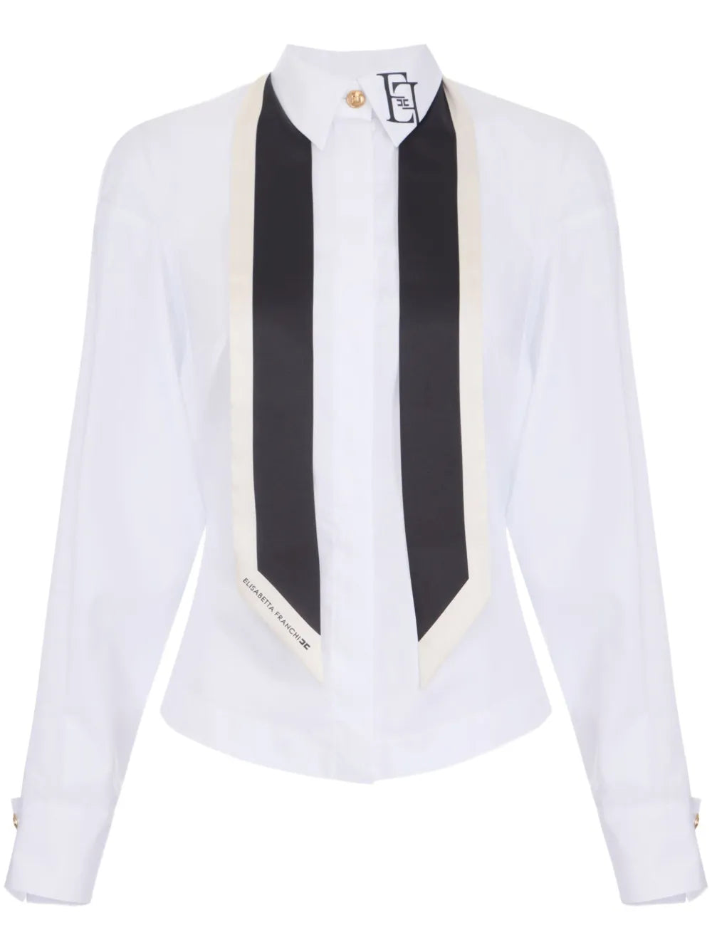 Scarf-Detail Poplin Shirt