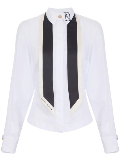 Scarf-Detail Poplin Shirt