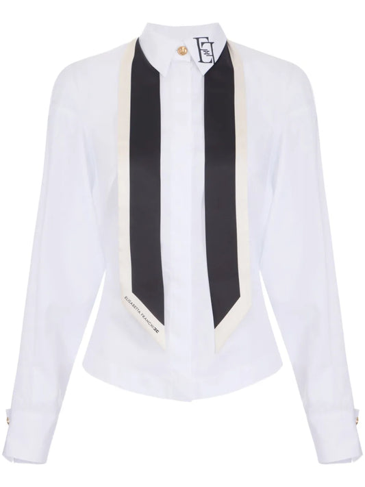 Scarf-Detail Poplin Shirt
