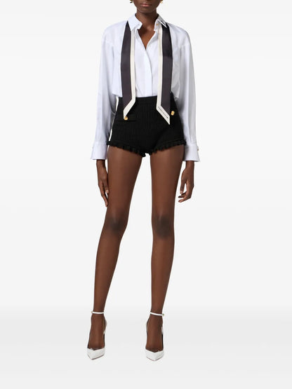Scarf-Detail Poplin Shirt