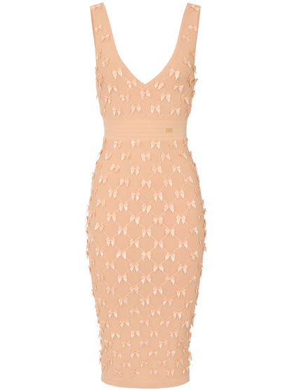 Bow-Embellished Midi Dress