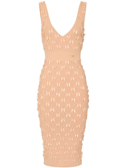 Bow-Embellished Midi Dress