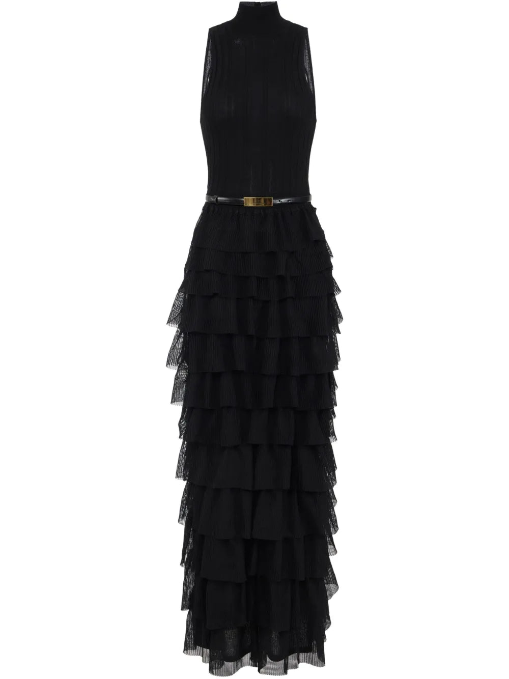 Ruffle-Detail Belted Dress