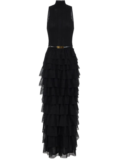 Ruffle-Detail Belted Dress
