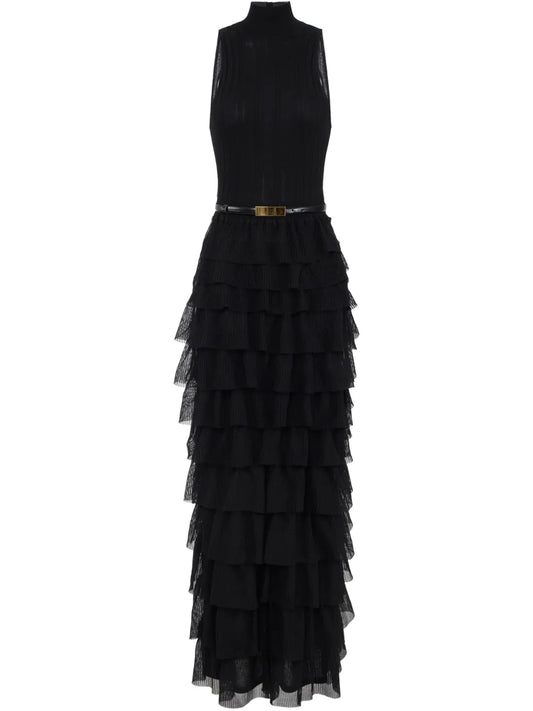 Ruffle-Detail Belted Dress