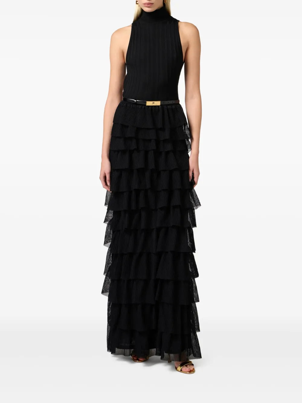 Ruffle-Detail Belted Dress