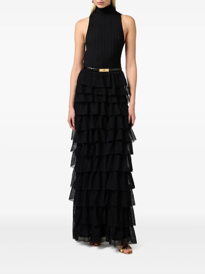 Ruffle-Detail Belted Dress