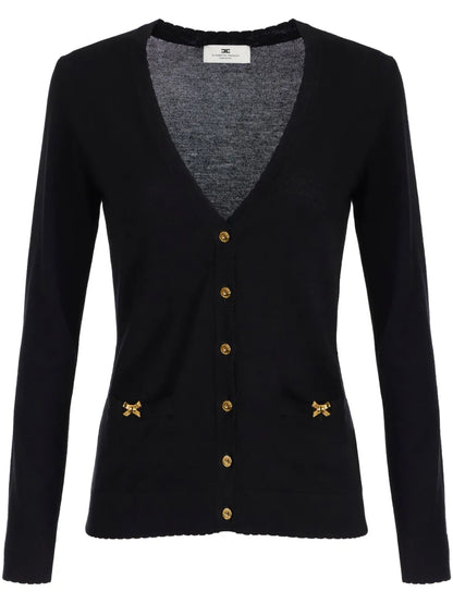 Golden-Bow Detailing Cardigan