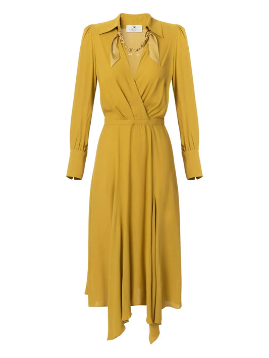Jewel-Scarf Midi Dress