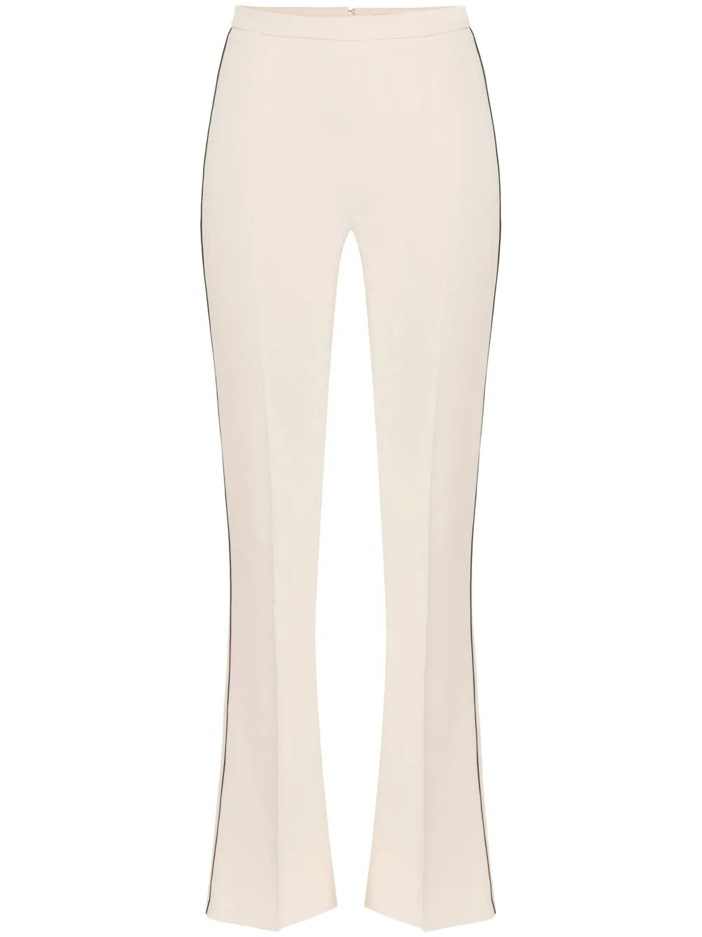 Contrast-Piping Crêpe Flared Trousers