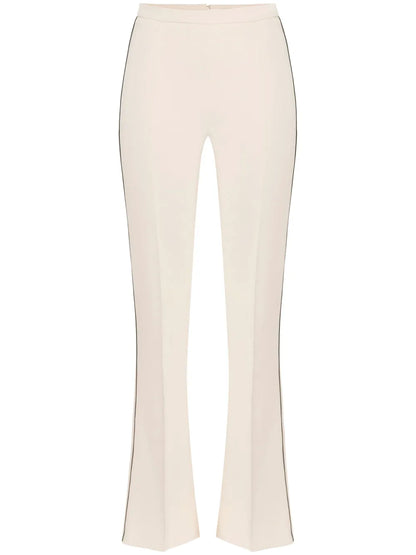 Contrast-Piping Crêpe Flared Trousers