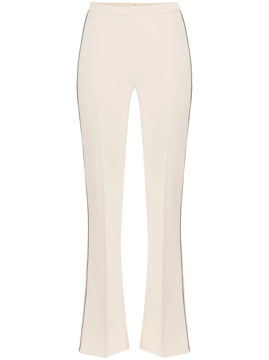 Contrast-Piping Crêpe Flared Trousers