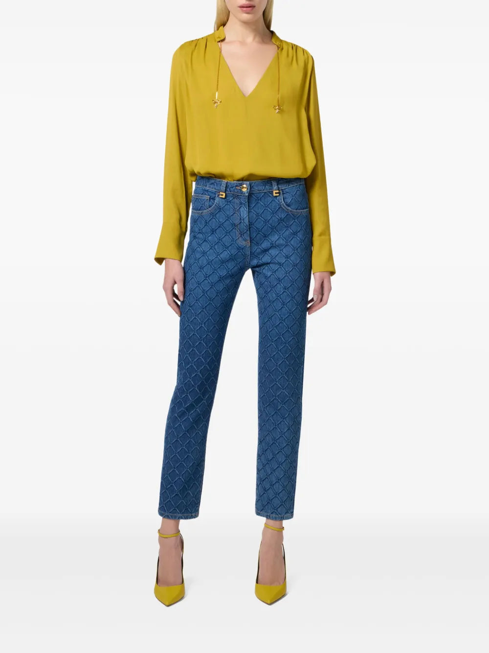 All-Over Diamond-Print Jeans