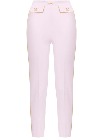 Piped-Trim Crepe Slim-Fit Trousers