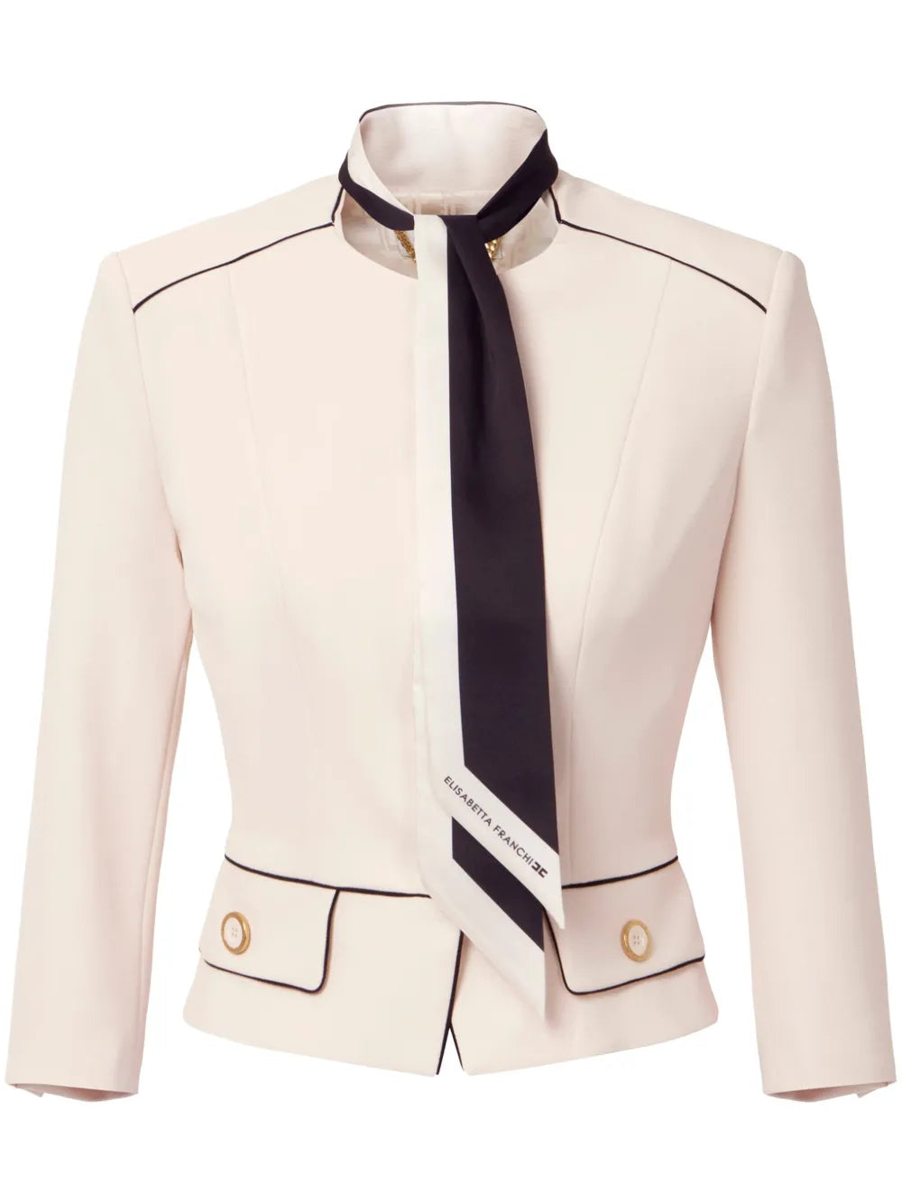 Scarf-Detail Crepe Jacket