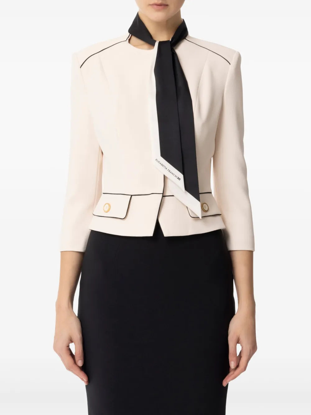 Scarf-Detail Crepe Jacket