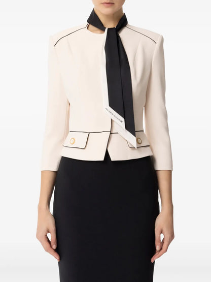 Scarf-Detail Crepe Jacket