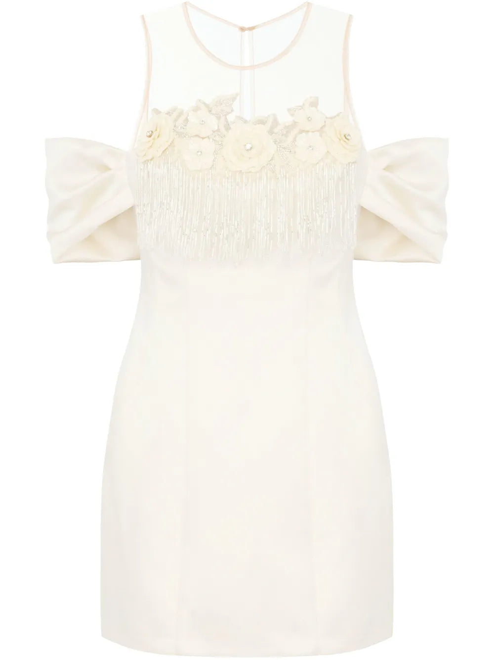 Floral-Embroidered Satin Mini Dress