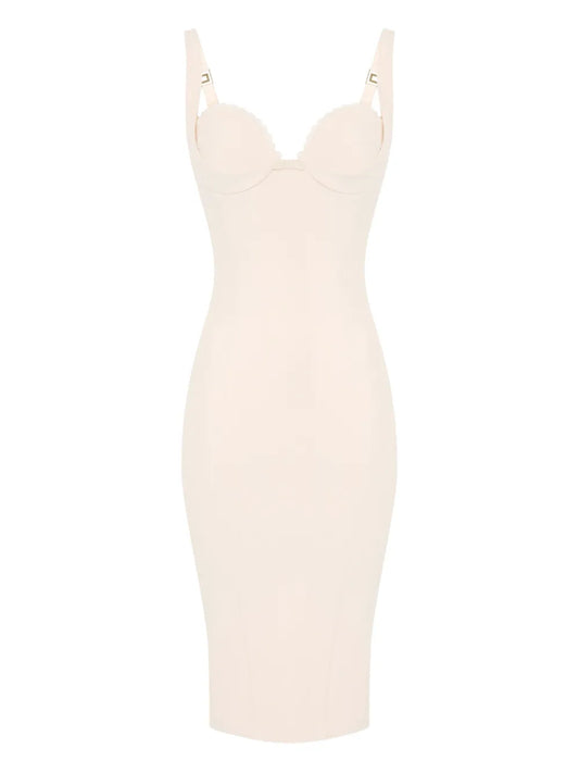 Bustier-Neck Midi Dress
