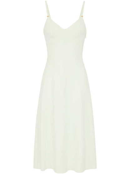 Lace-Up Detail Crepe Midi Dress