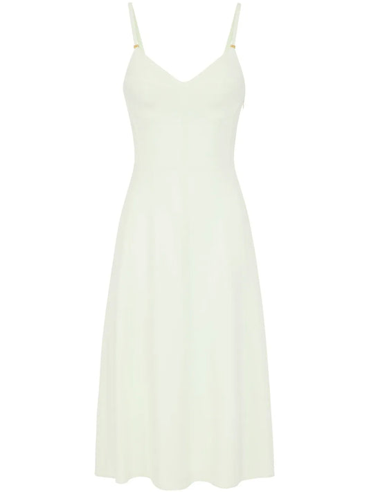 Lace-Up Detail Crepe Midi Dress