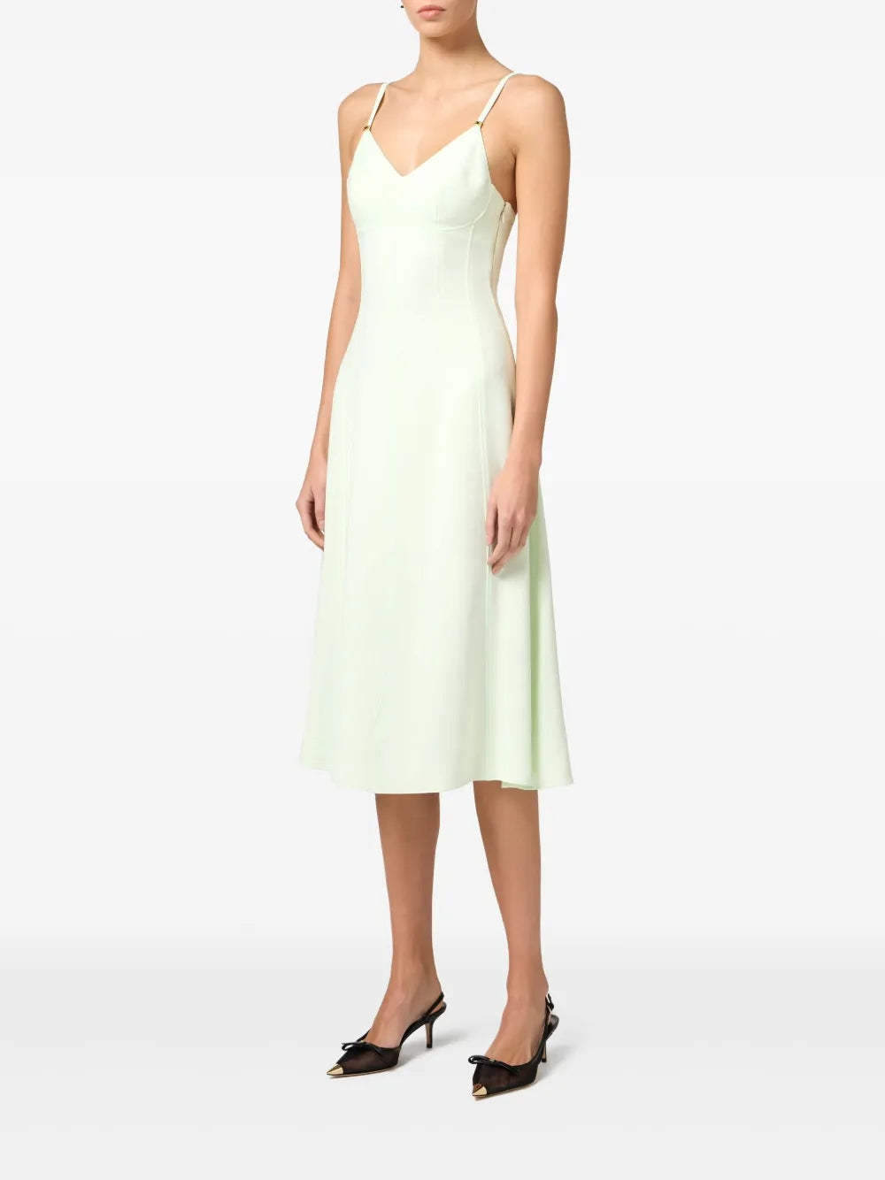 Lace-Up Detail Crepe Midi Dress