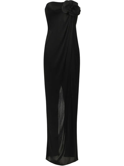 Floral-Appliqué Jersey Gown