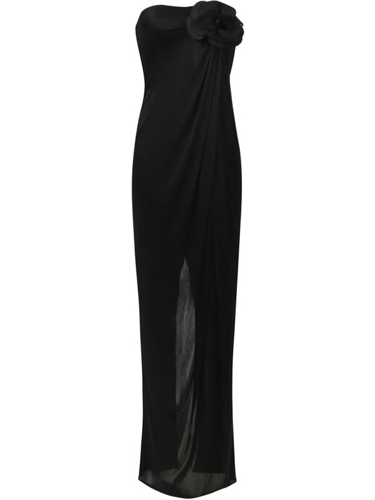 Floral-Appliqué Jersey Gown