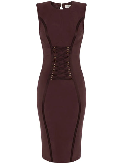 Crossover Lace-Detail Midi Dress
