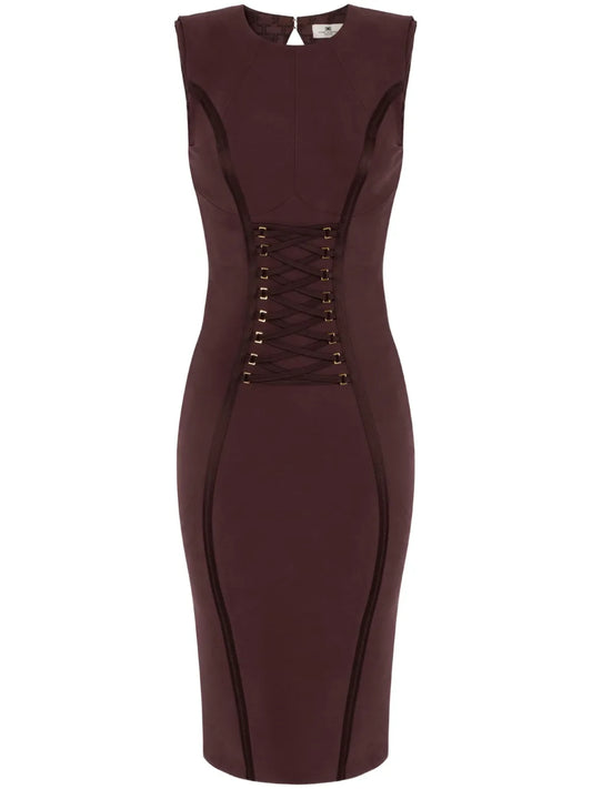 Crossover Lace-Detail Midi Dress