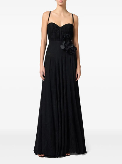 Floral-Appliqué Detailing Dress