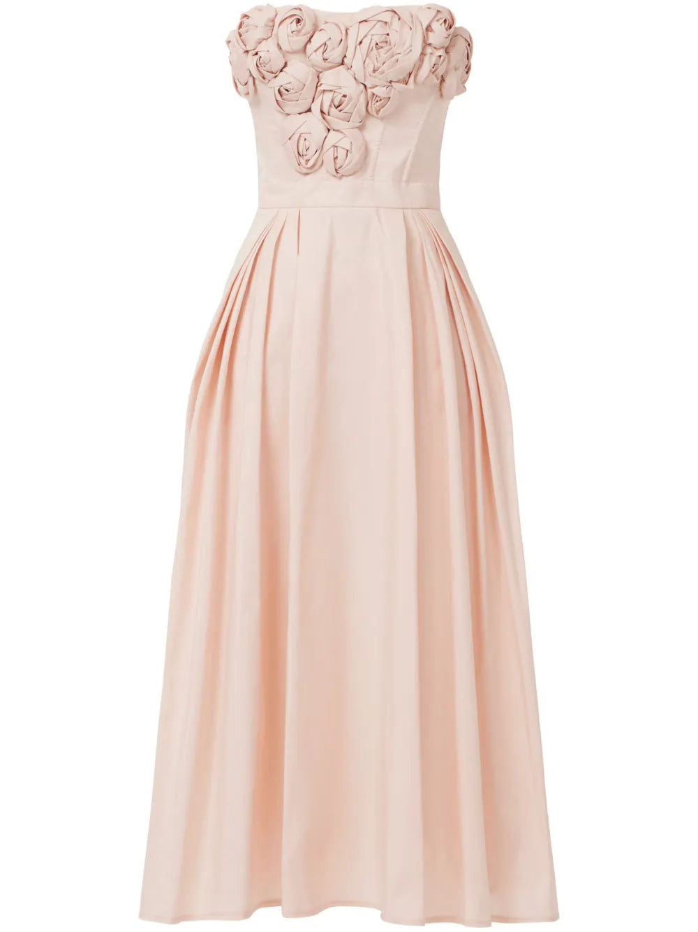 Rose-Appliqué Gabardine Midi Dress